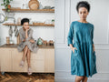 Loose Fit Linen Midi Dress with Pockets